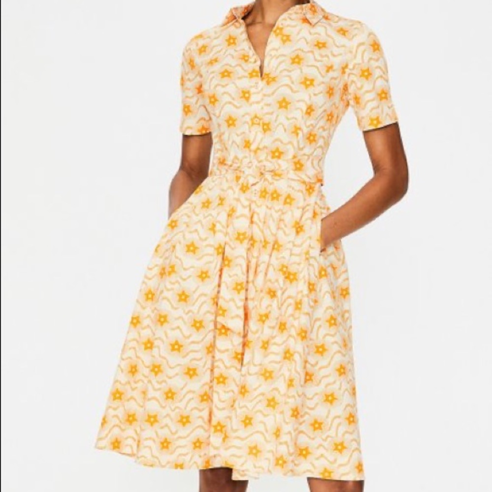 Boden Yellow Star Print Shirt Dress